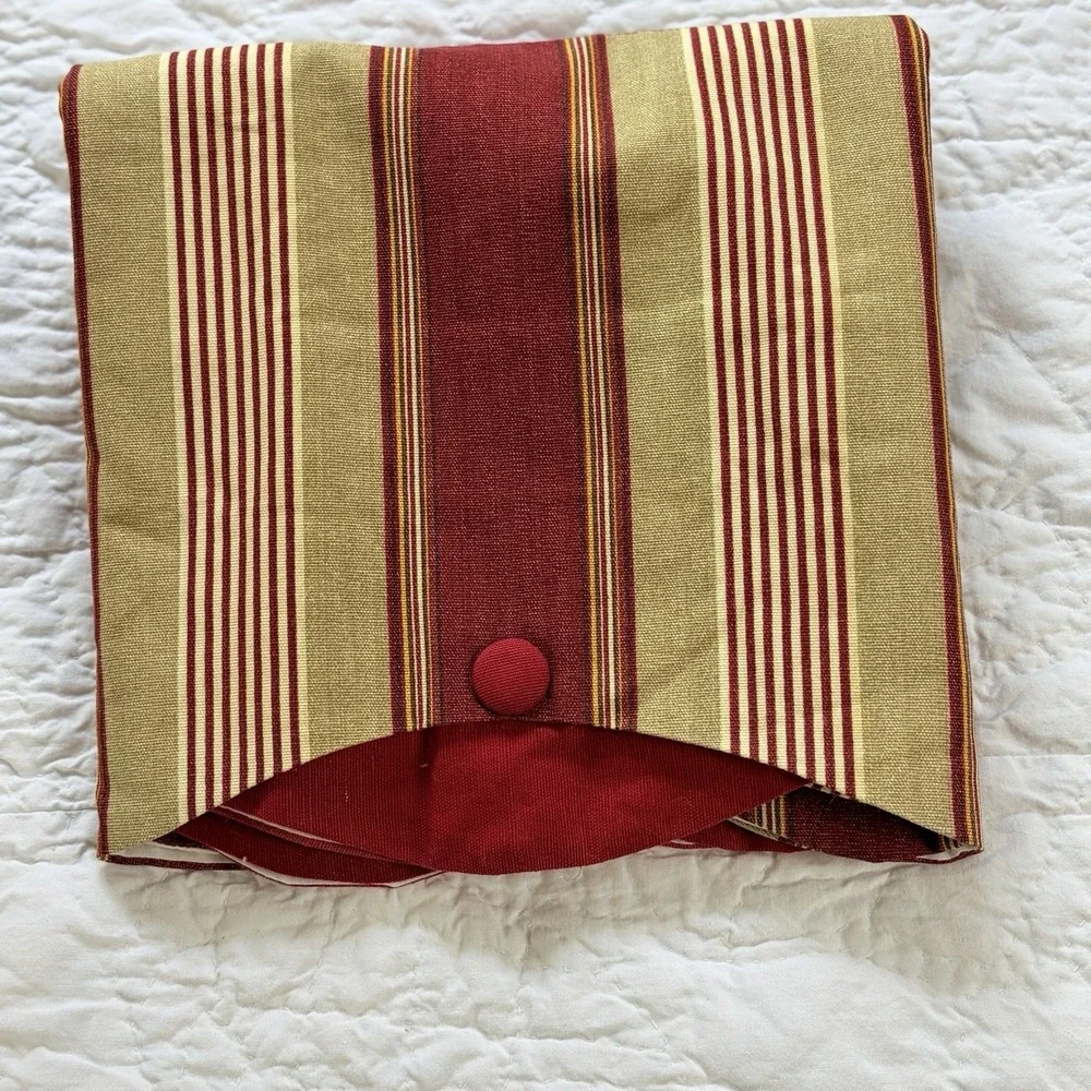 Custom Window Valance Red Gold Stripe 78 x 18 Lined Button Accent